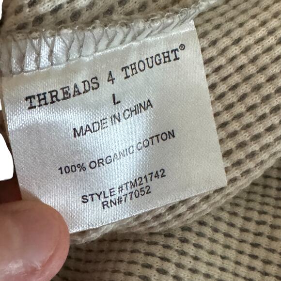 Threads 4 Thought Organic Cotton Waffle Knit Long Sleeve Top Size L Gray Neutral - Picture 9 of 13